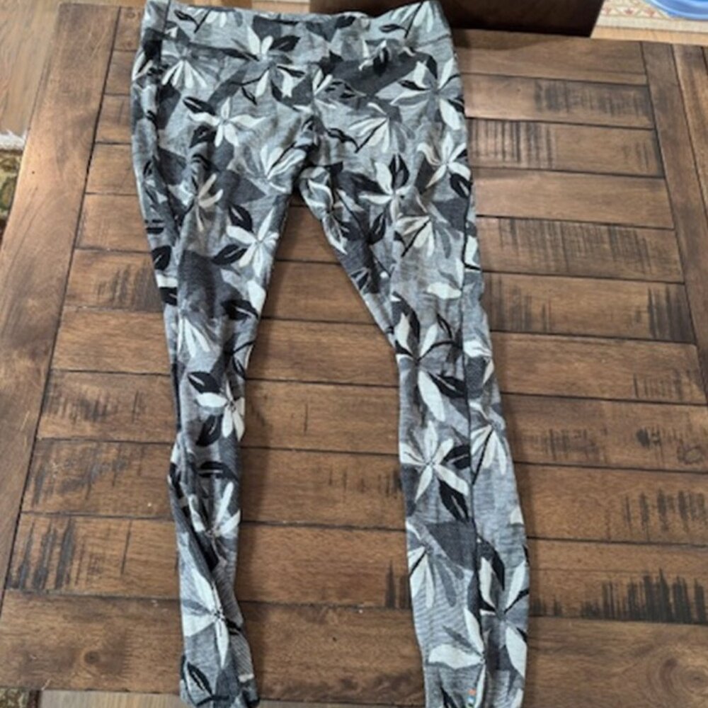 Women’s 250 Merino Wool Base Layer Bottoms, Black/Gray pattern, XL